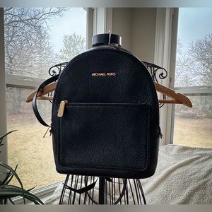 NWT! Michael Kors Adina Medium Black Pebbled Leather Backpack